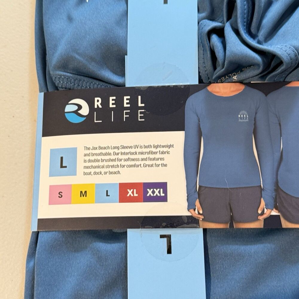 REEL LIFE WOMEN'S JAX BEACH LONG SLEEVE UV (UPF 50) Large Navy New - Picture 12 of 12